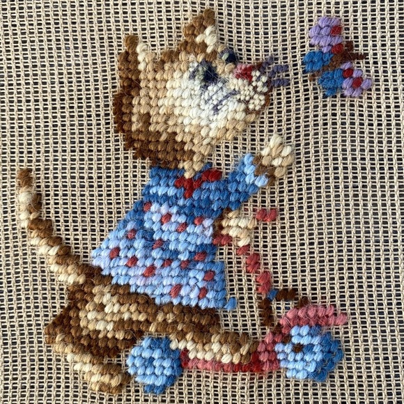 Tiger Kitty cat on a scooter VTG NOS Dritz Luxury PreWorked Needlepoint - Picture 2 of 5